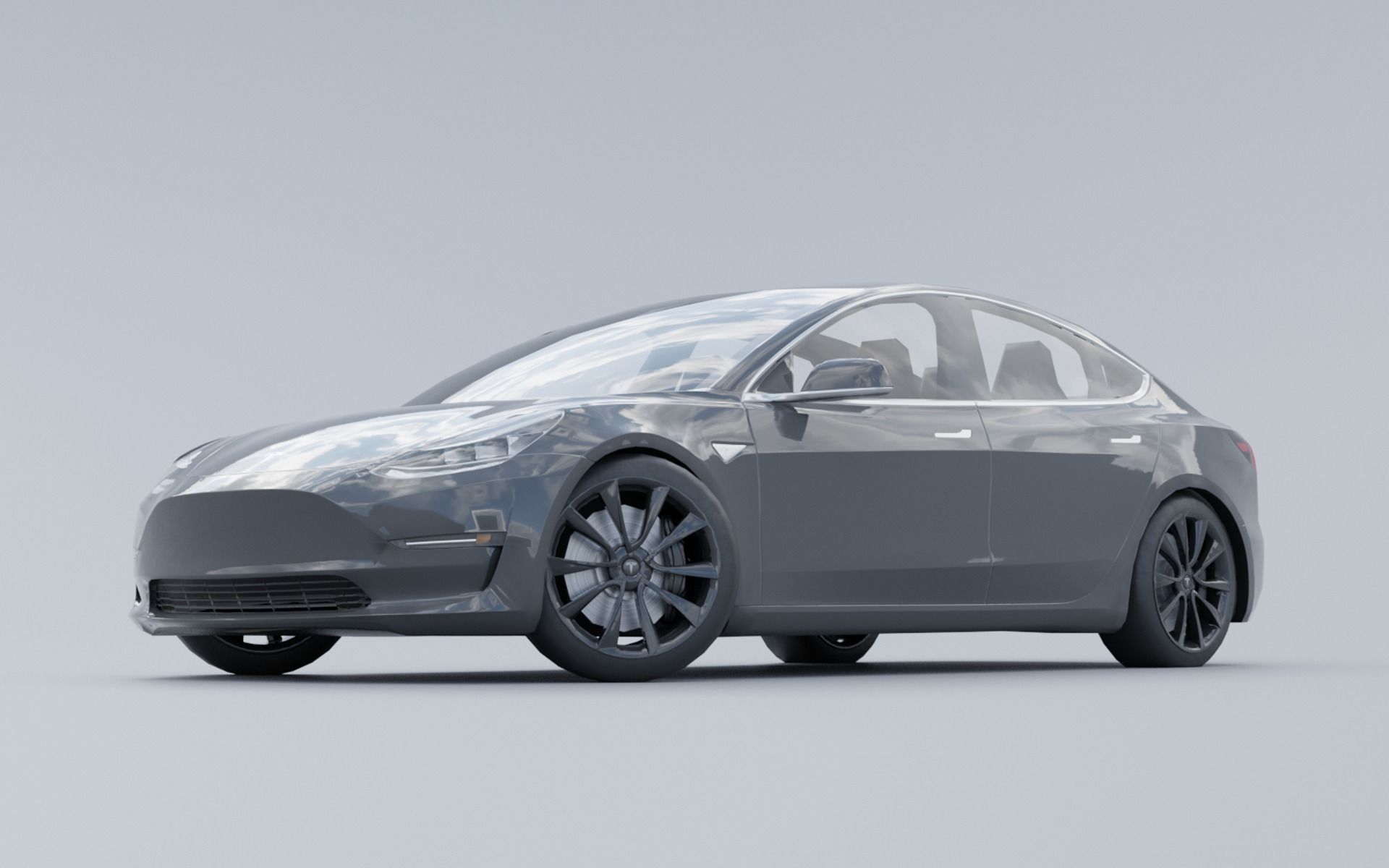 Tesla Model 3 low ply Low-poly 3D model_1