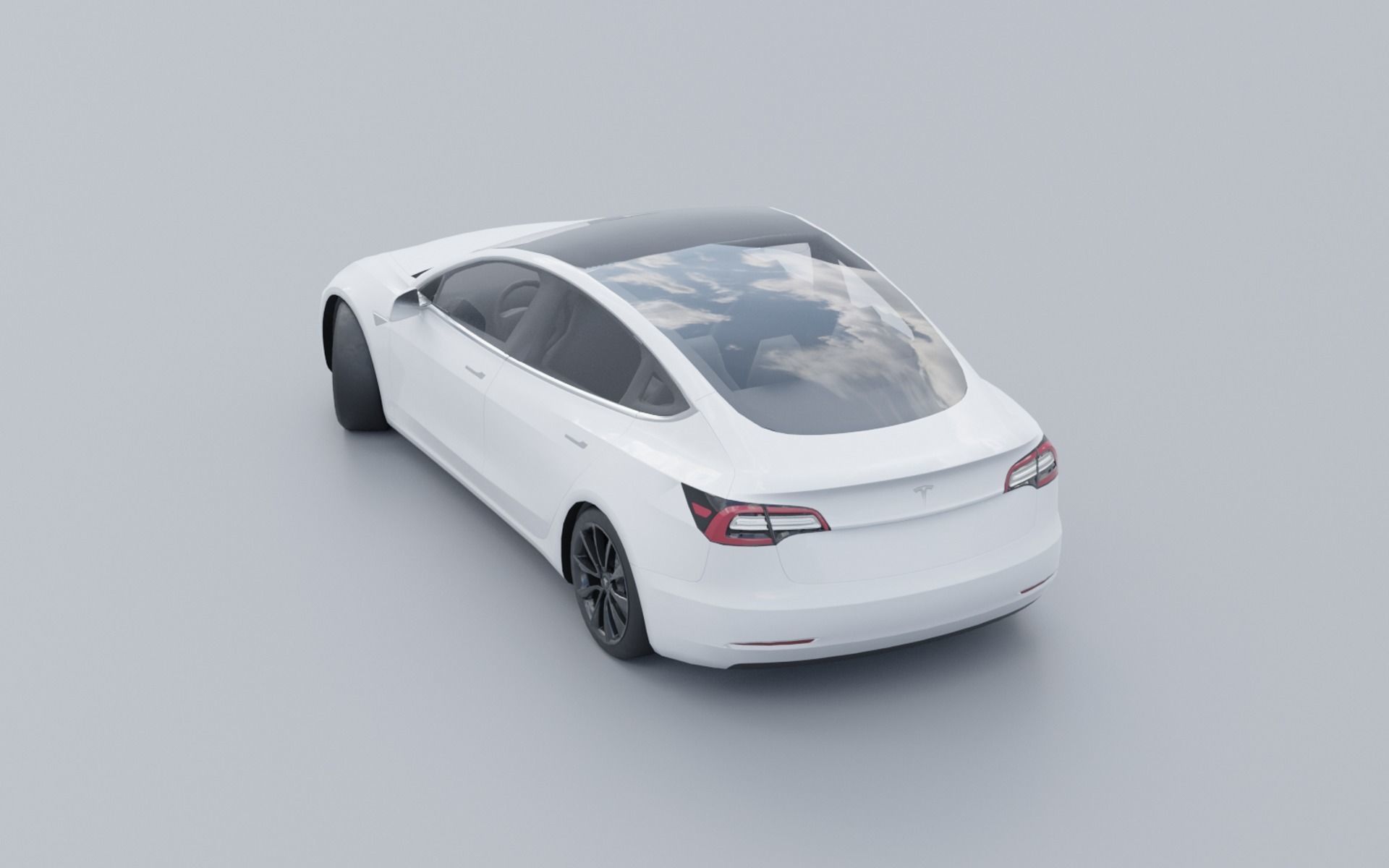 Tesla Model 3 low ply Low-poly 3D model_8