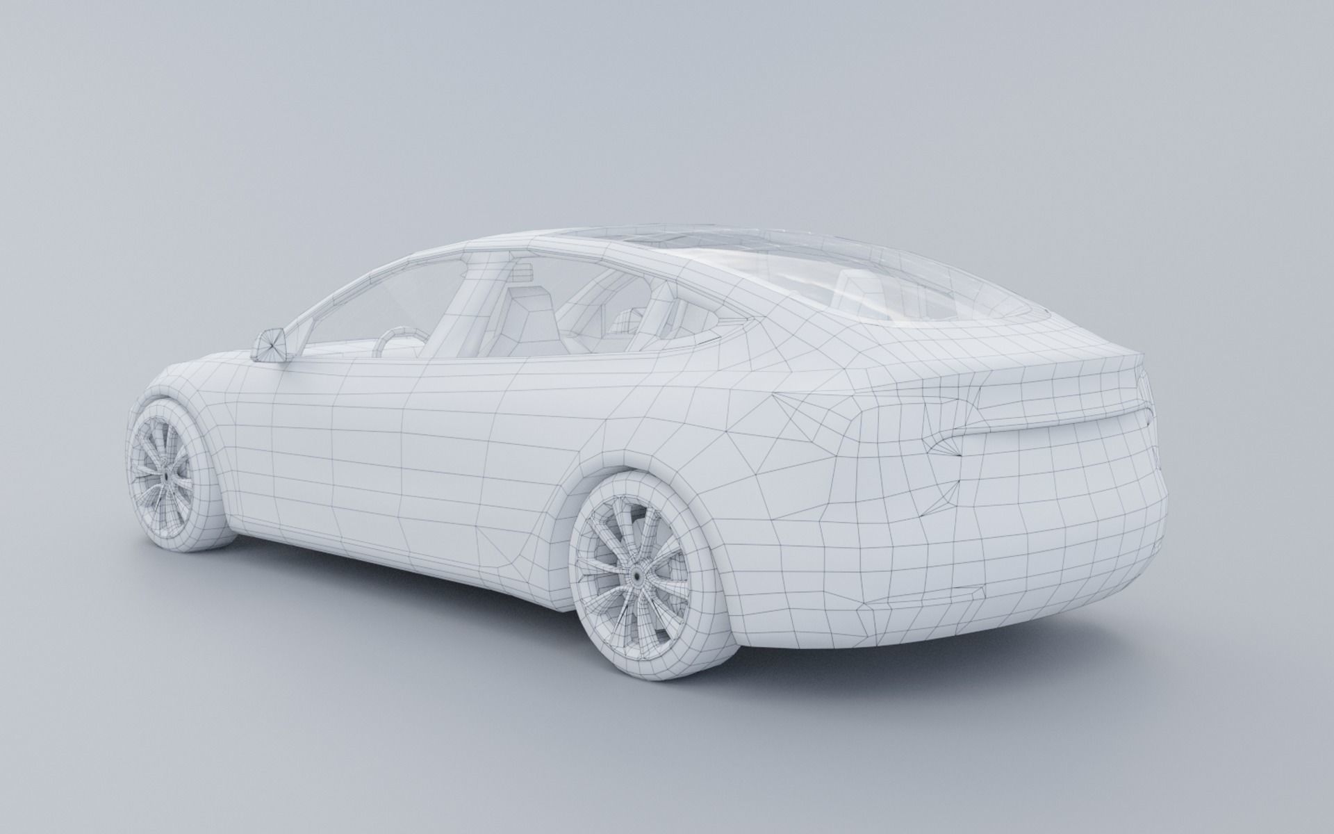 Tesla Model 3 low ply Low-poly 3D model_12