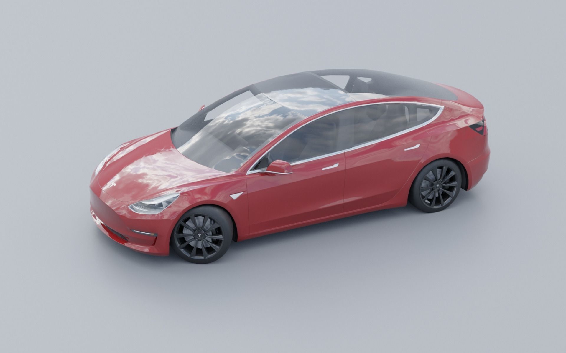 Tesla Model 3 low ply Low-poly 3D model_5