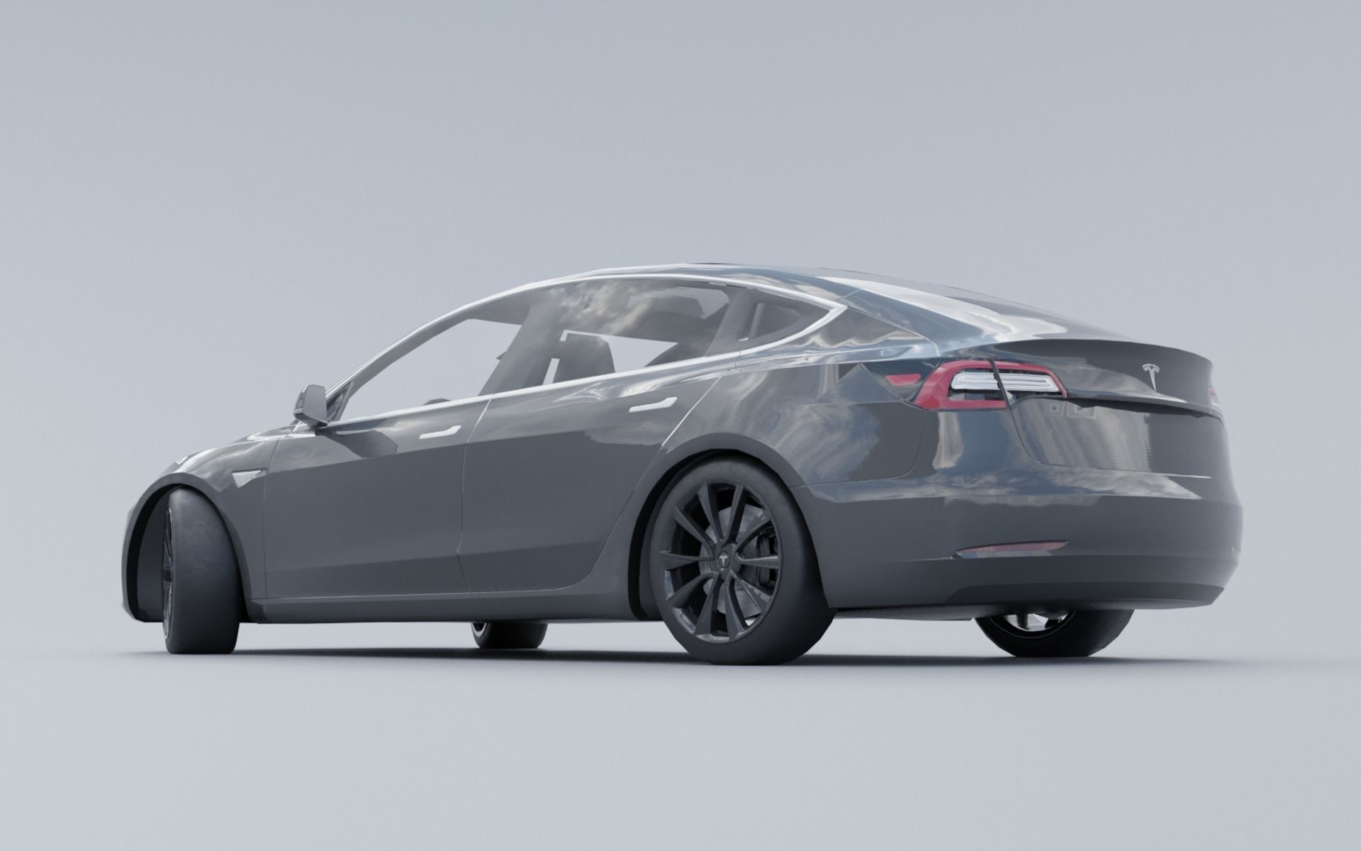 Tesla Model 3 low ply Low-poly 3D model_2