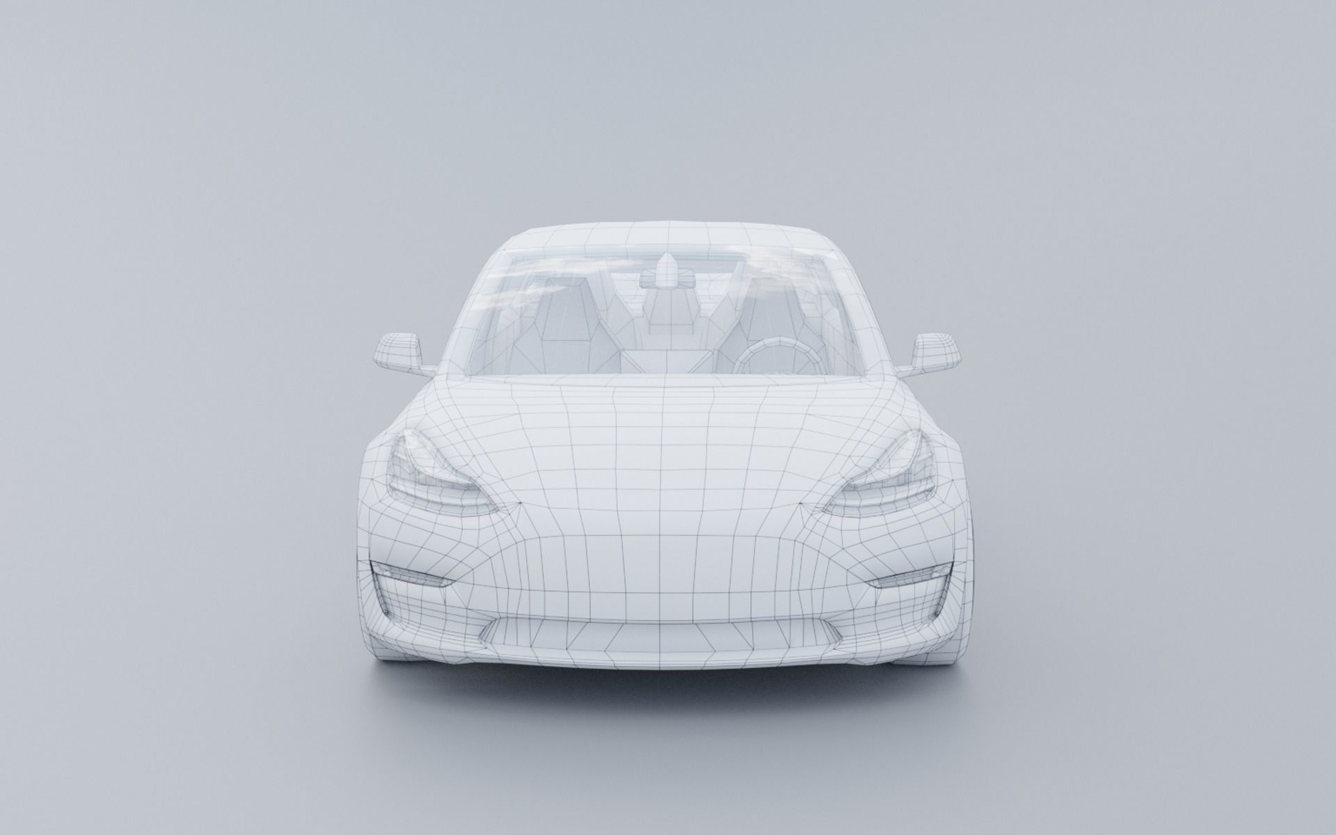 Tesla Model 3 low ply Low-poly 3D model_9