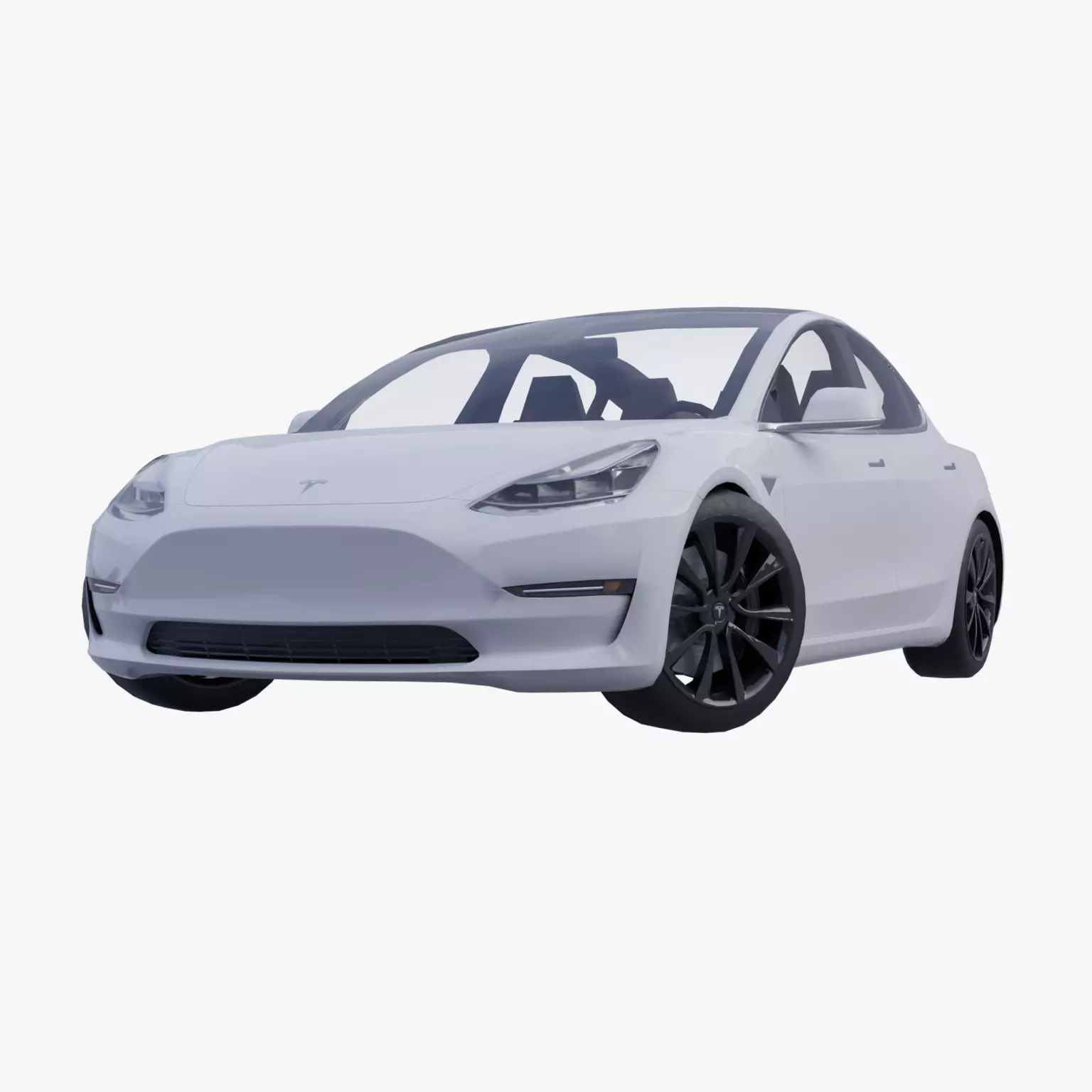 Tesla Model 3 low ply Low-poly 3D model_0