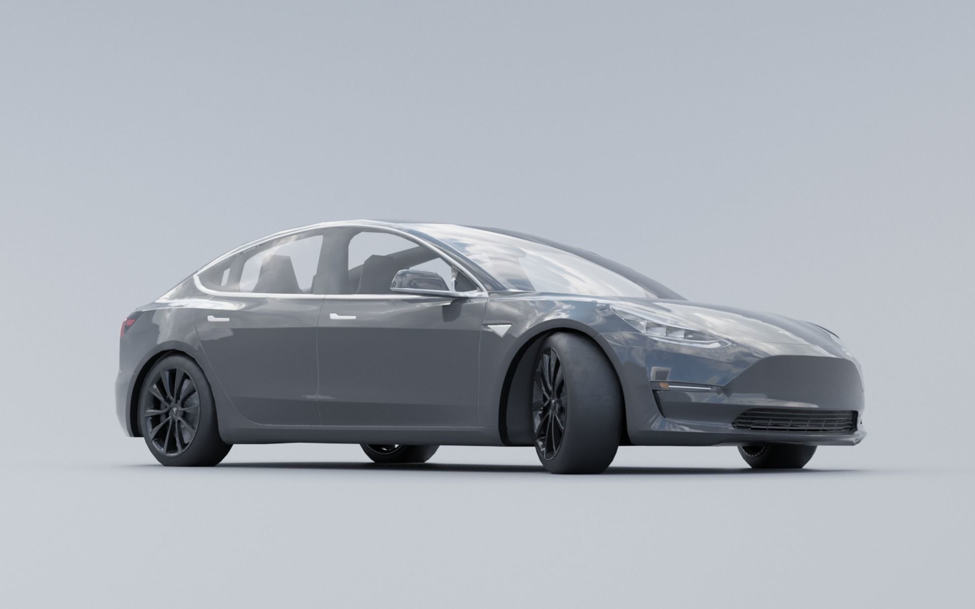 Tesla Model 3 low ply Low-poly 3D model_4