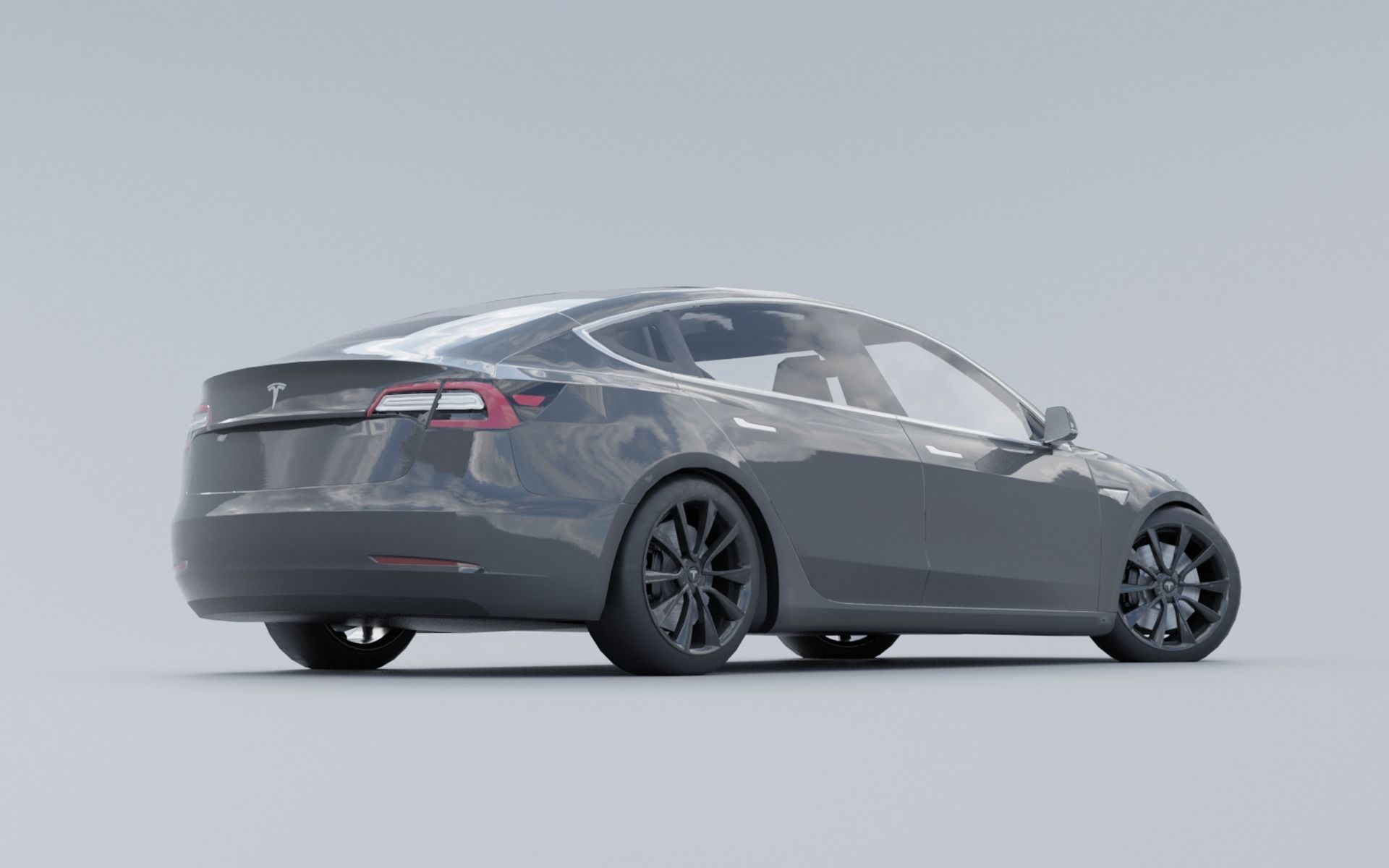 Tesla Model 3 low ply Low-poly 3D model_3