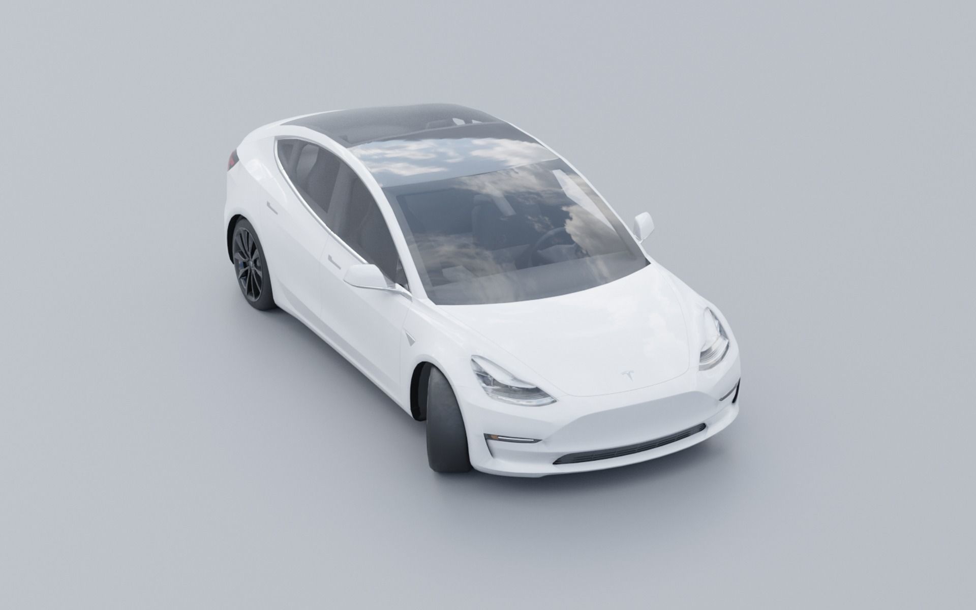 Tesla Model 3 low ply Low-poly 3D model_7