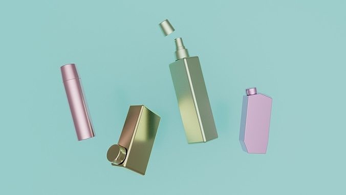Bottles - Beauty products Low-poly 3D model
