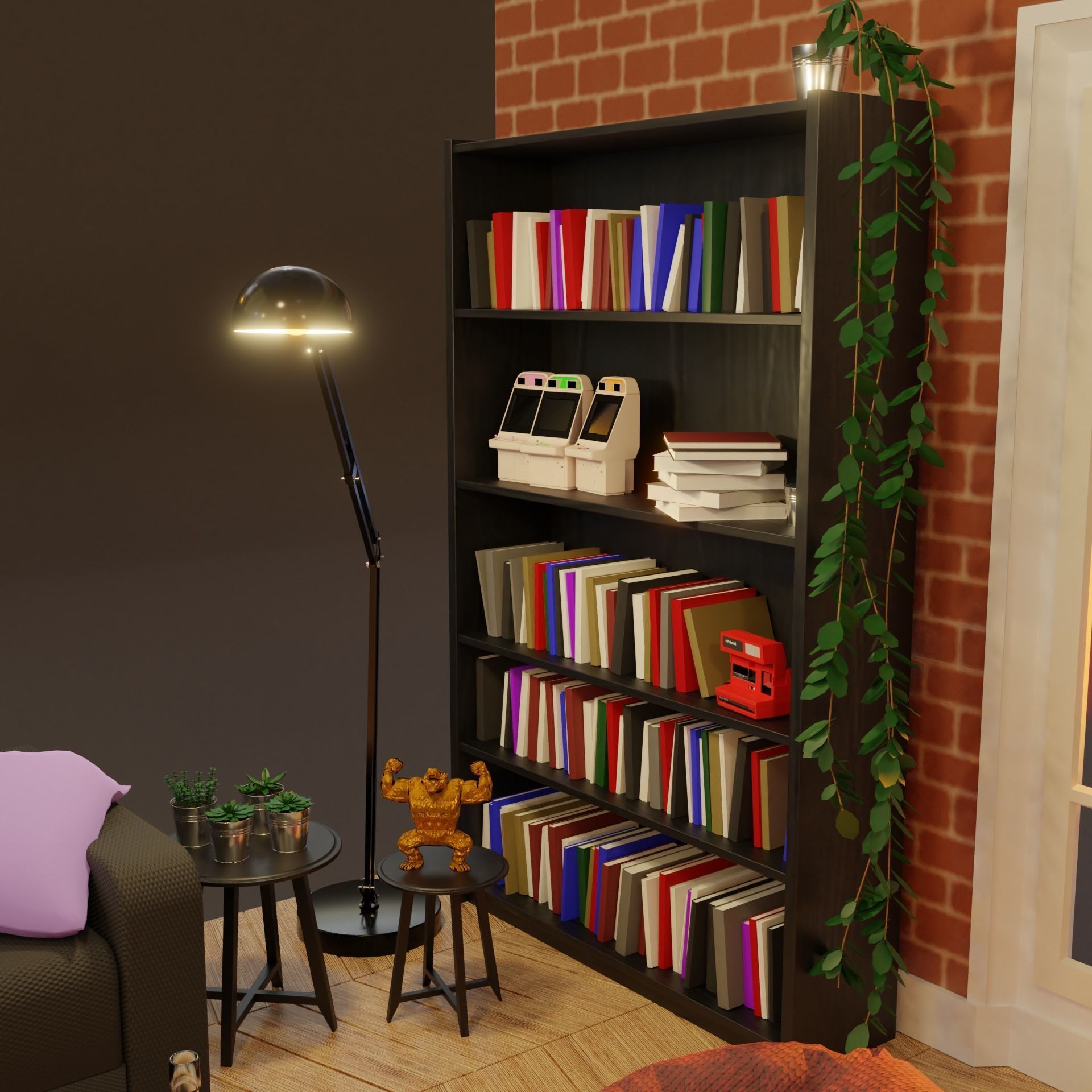 Low Poly Living Room Set Low-poly 3D model_6