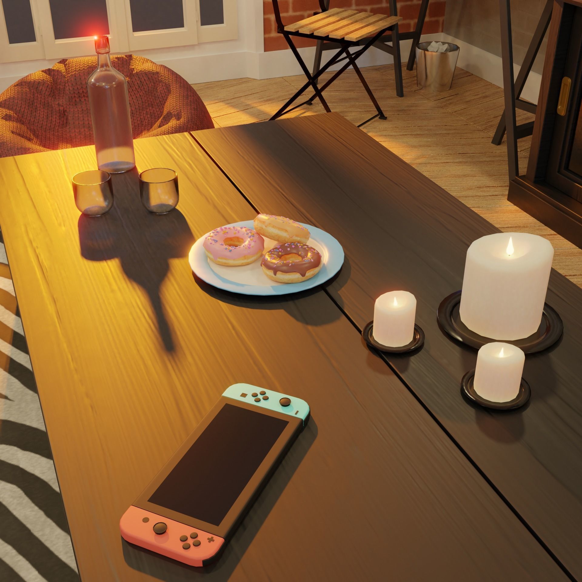 Low Poly Living Room Set Low-poly 3D model_4