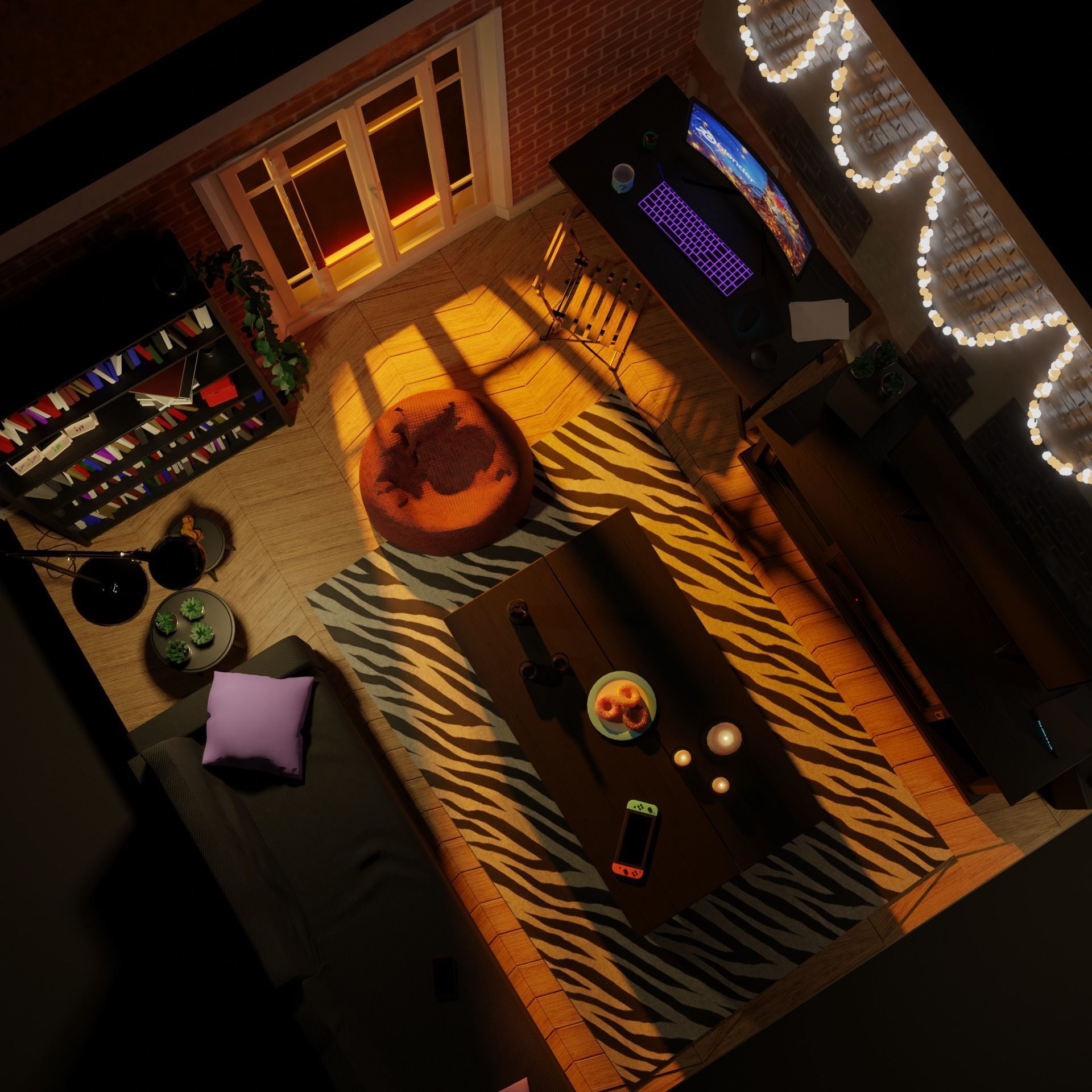 Low Poly Living Room Set Low-poly 3D model_2