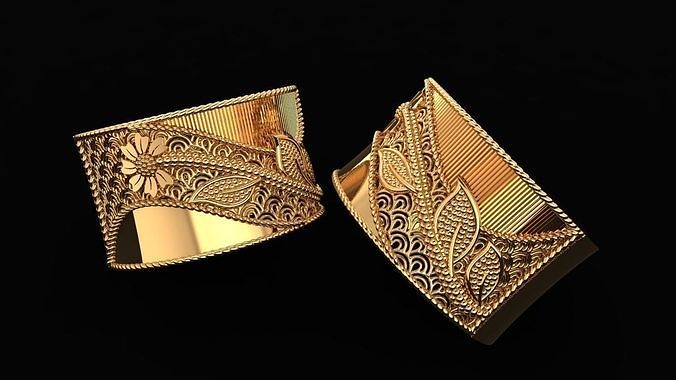 Women Ring 32 flower ring stylish band for women 3D print model