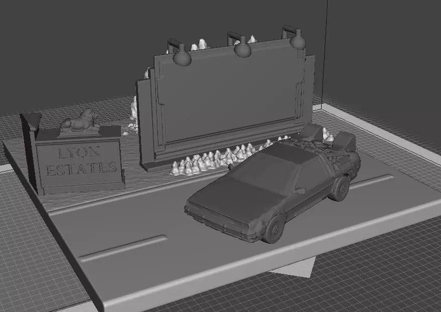 combo small diorama back to the future 1-2-3 3D print model
