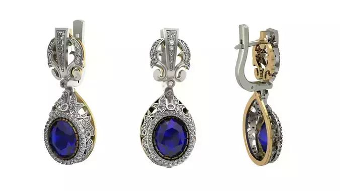 Exlcusive golden earrings with gemstone