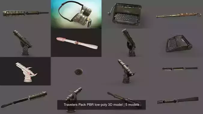 Travelers Pack PBR low-poly 3D model 3D Model Collection