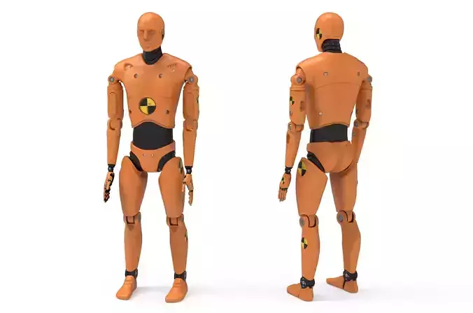 Crash Test Dummy Robot Android 2022 vs hand 3D model Crash Test Dummy Robot Android 2022 vs hand 3D model