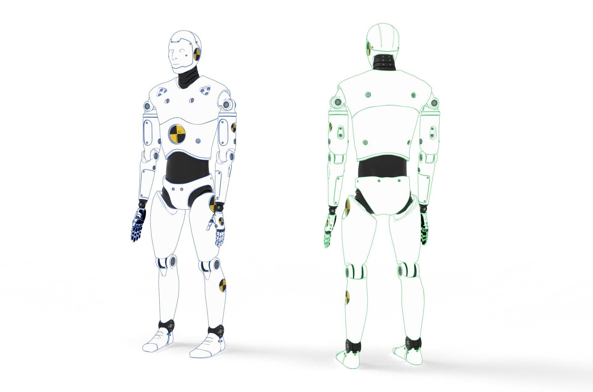 Crash Test Dummy Robot Android 2022 vs hand 3D model_15