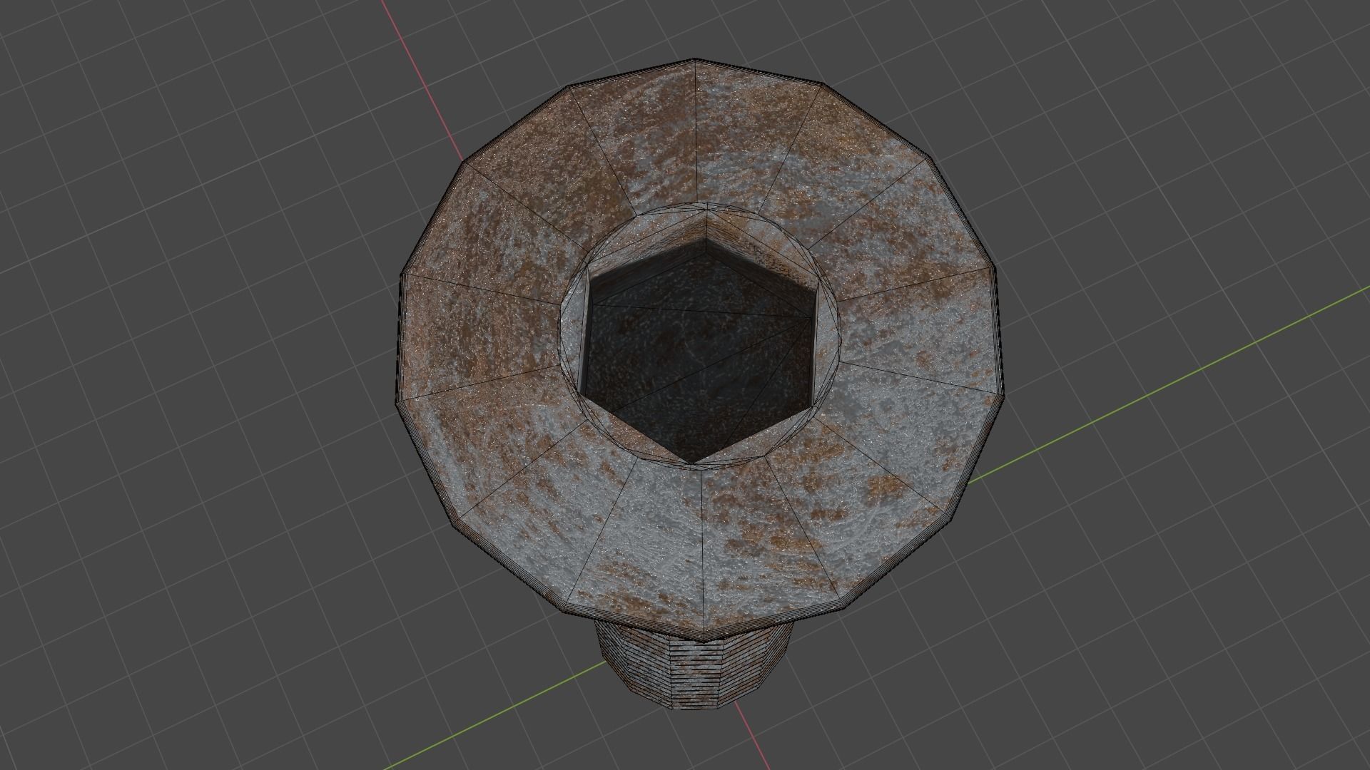 3D Low Poly Rusted Countersunk Bolt Baked Low-poly 3D model_3