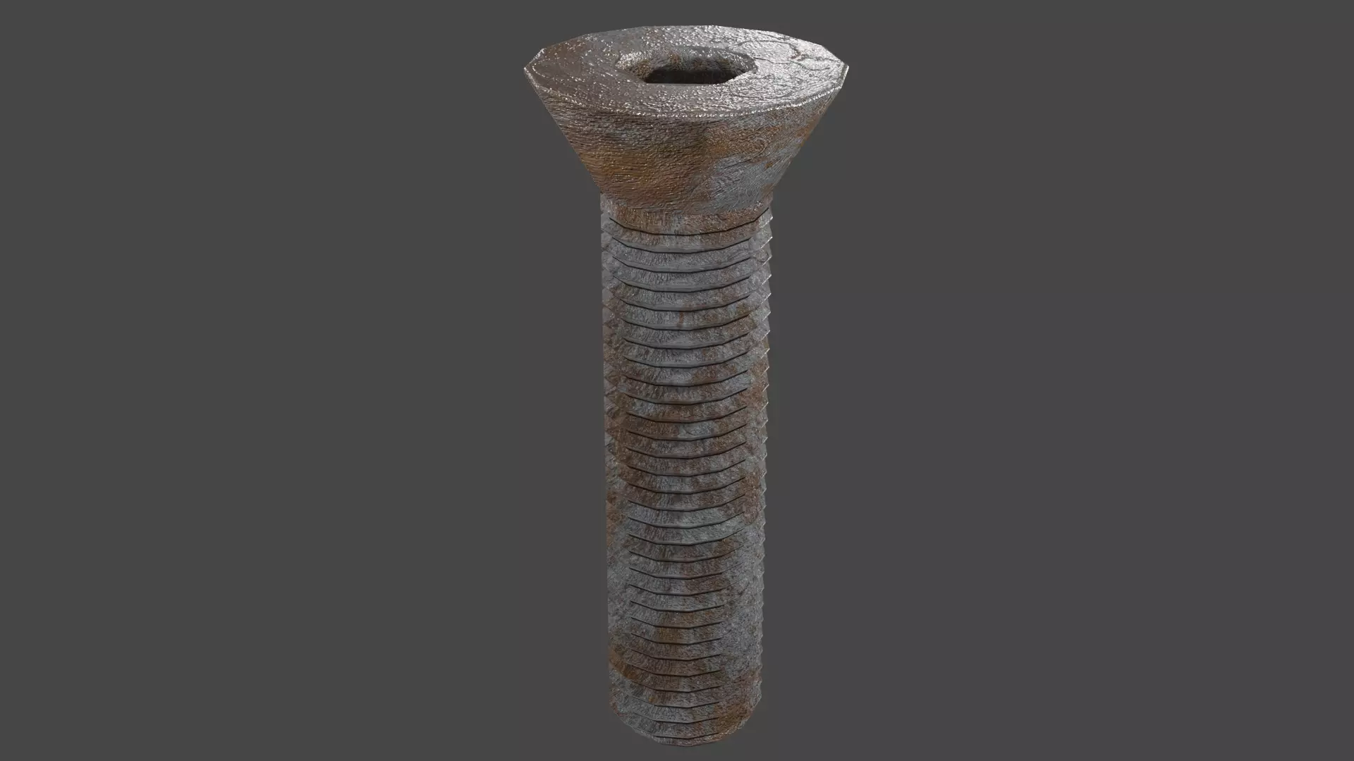 3D Low Poly Rusted Countersunk Bolt Baked Low-poly 3D model_0
