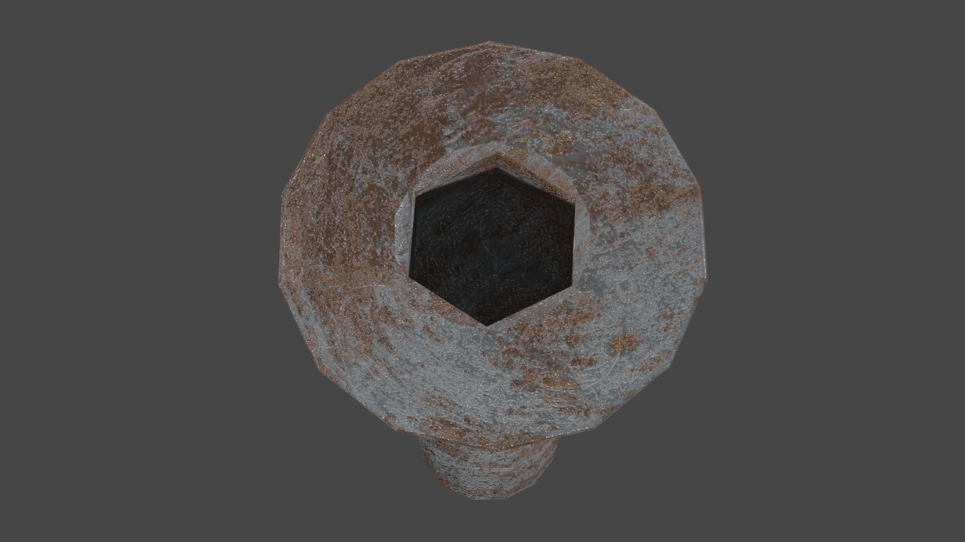 3D Low Poly Rusted Countersunk Bolt Baked Low-poly 3D model_2