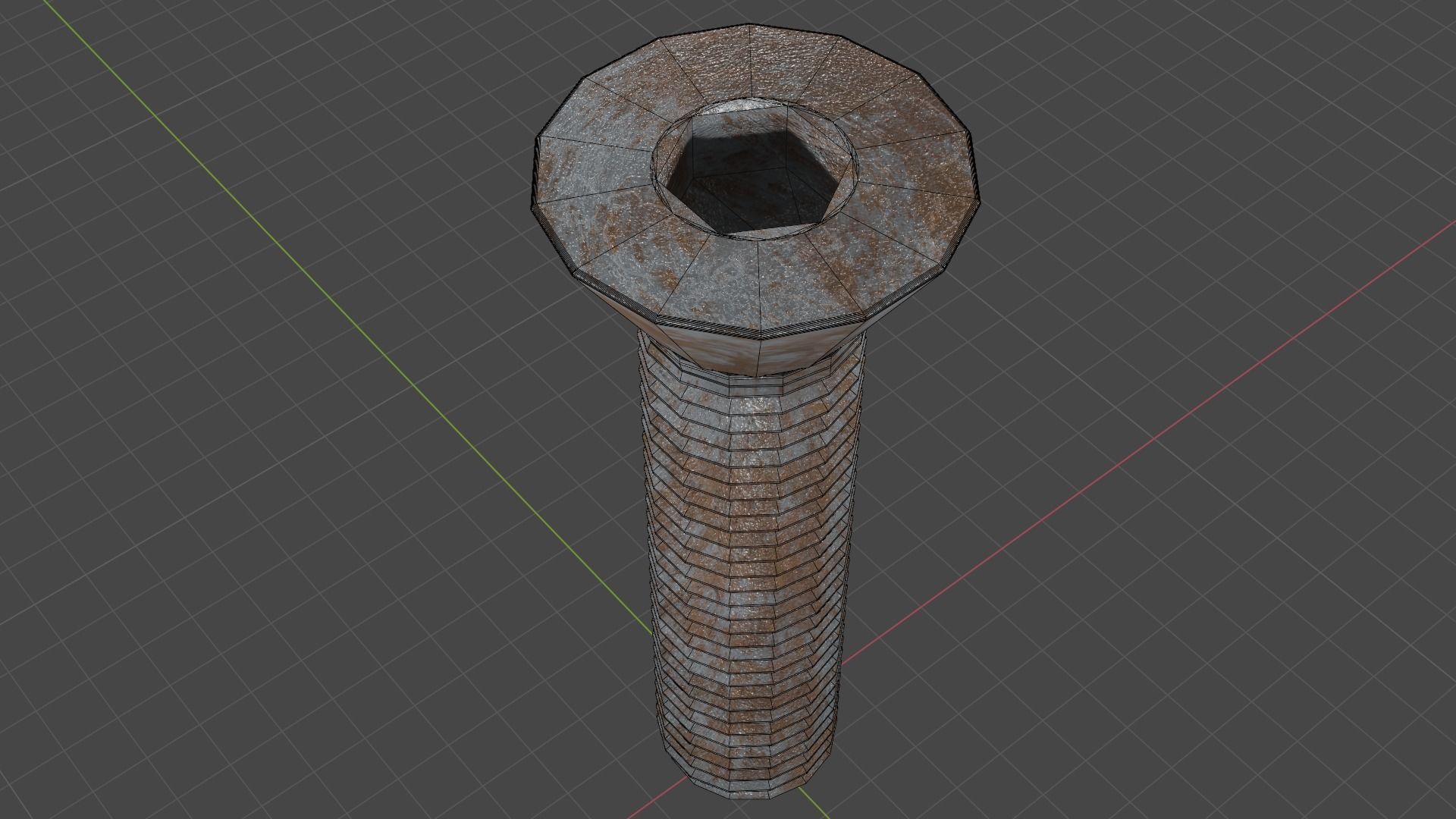 3D Low Poly Rusted Countersunk Bolt Baked Low-poly 3D model_7