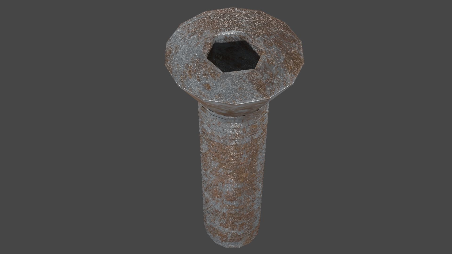 3D Low Poly Rusted Countersunk Bolt Baked Low-poly 3D model_6