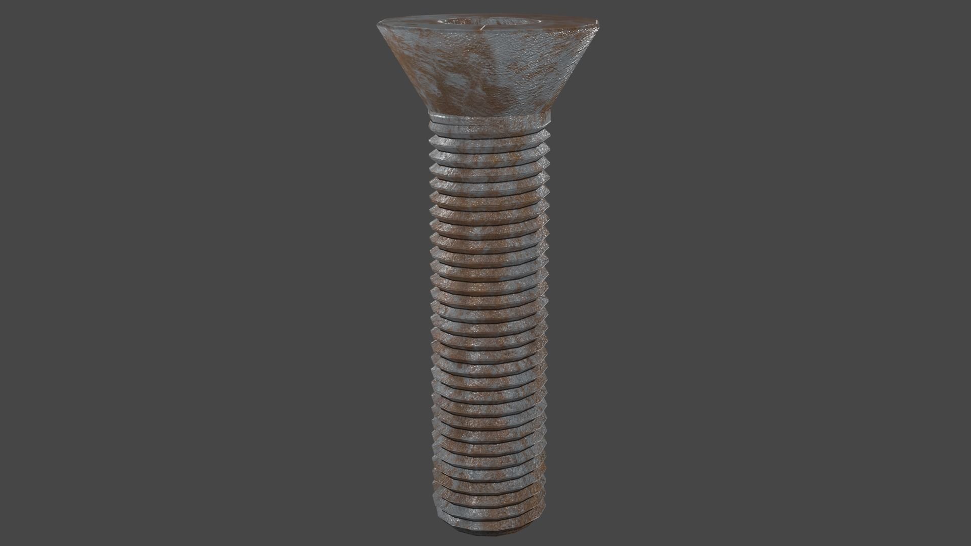 3D Low Poly Rusted Countersunk Bolt Baked Low-poly 3D model_8