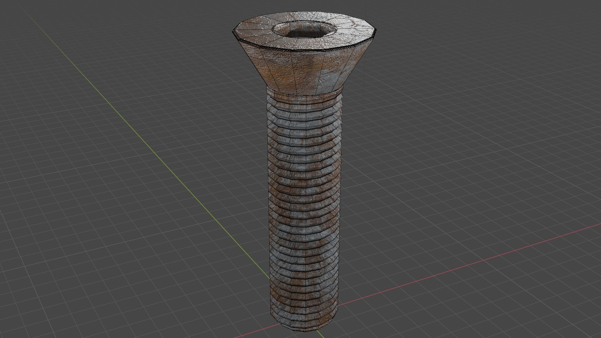 3D Low Poly Rusted Countersunk Bolt Baked Low-poly 3D model_5