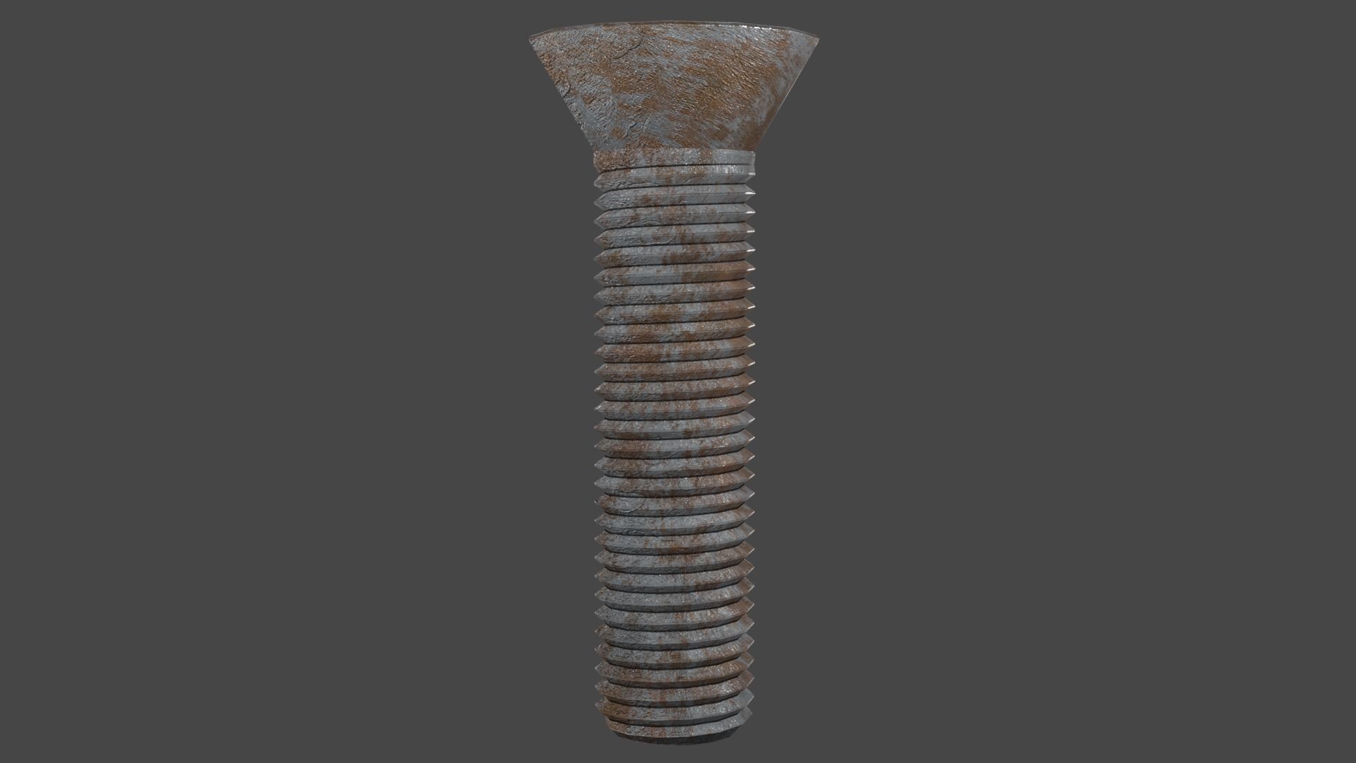 3D Low Poly Rusted Countersunk Bolt Baked Low-poly 3D model_11