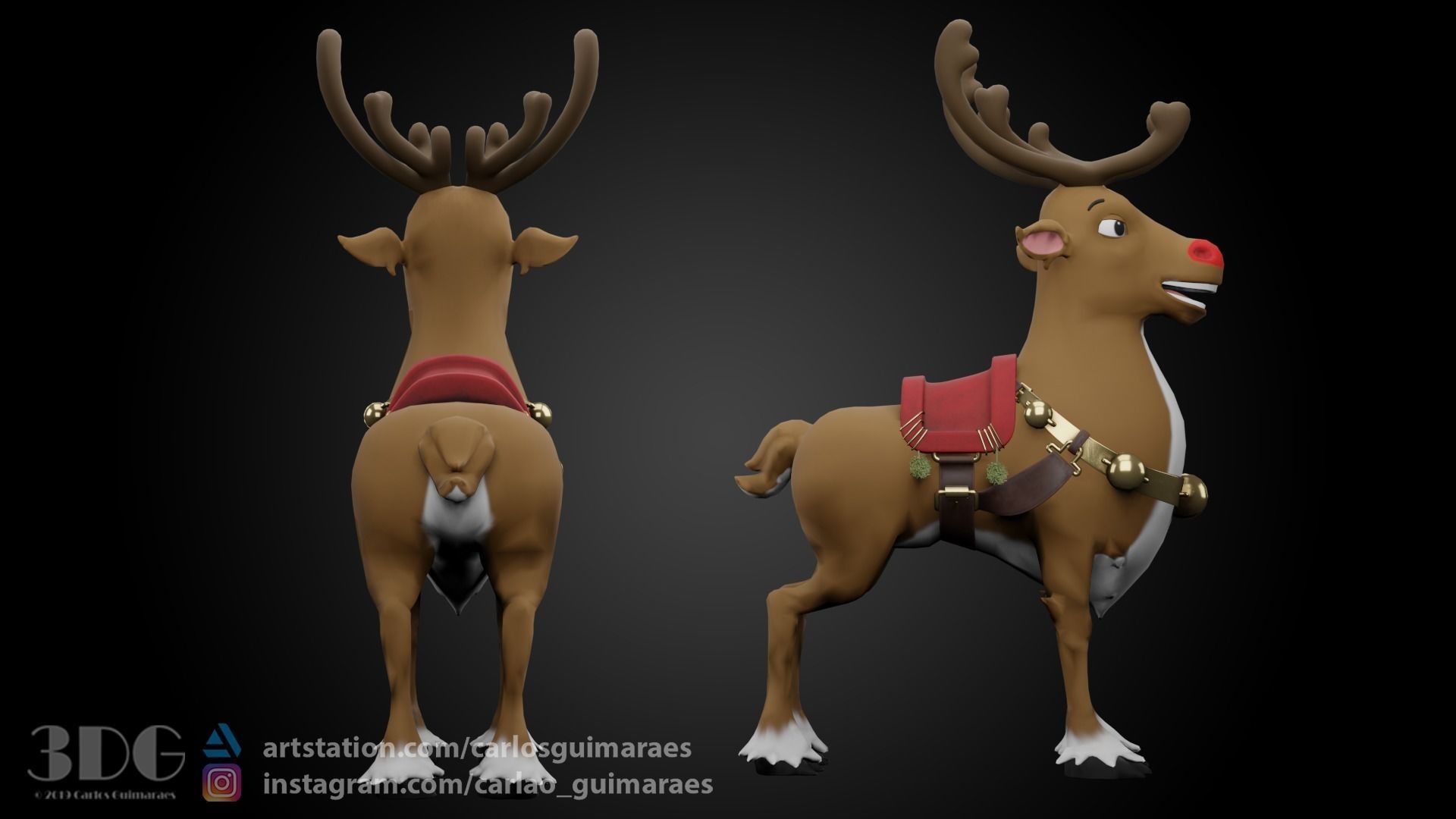 Rudolph Reindeer Cartoon Low-poly 3D model_9