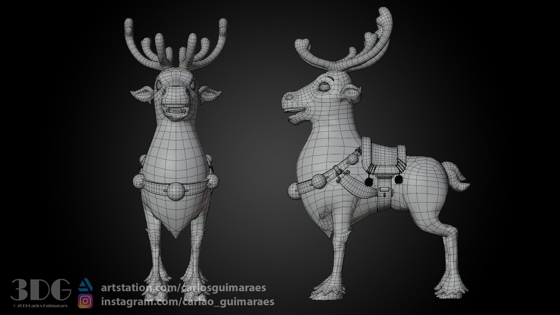Rudolph Reindeer Cartoon Low-poly 3D model_6
