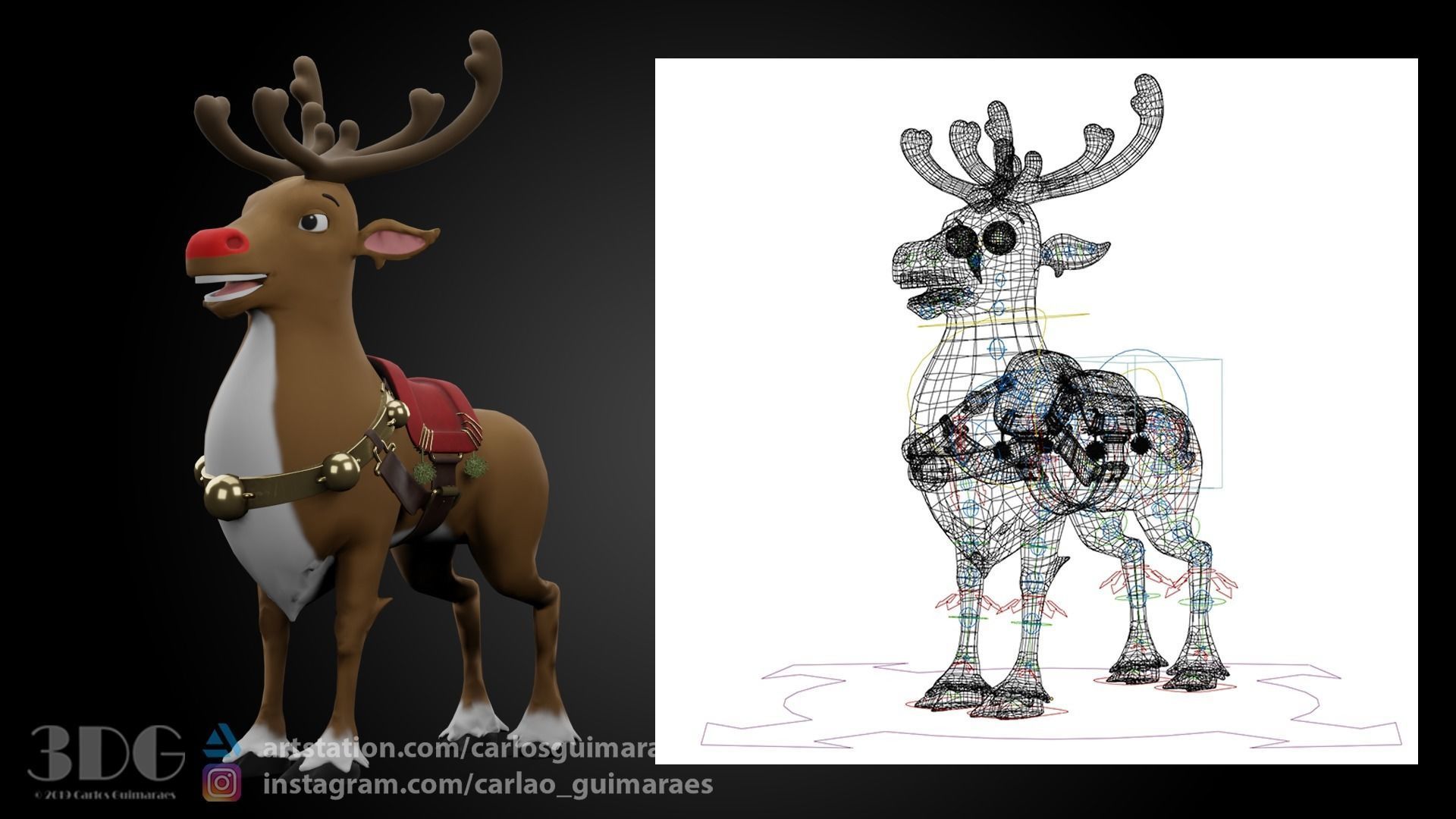 Rudolph Reindeer Cartoon Low-poly 3D model_4