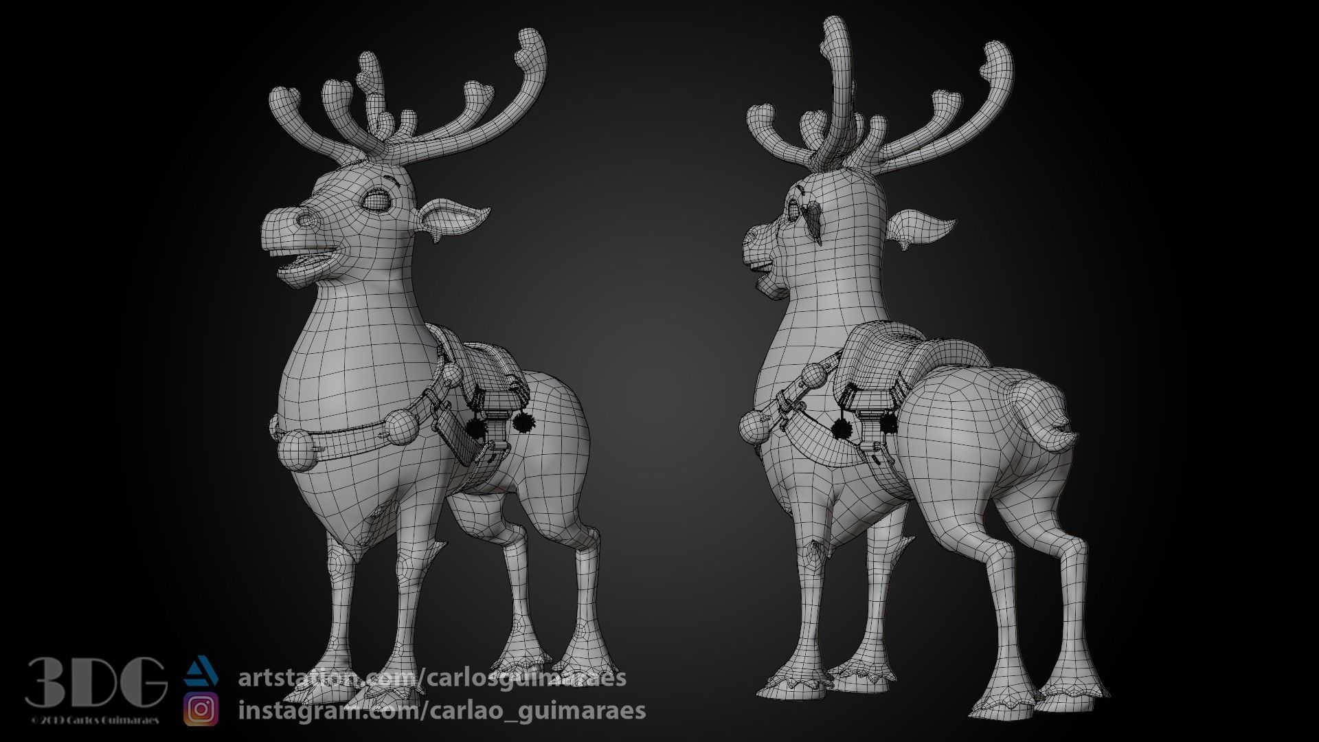 Rudolph Reindeer Cartoon Low-poly 3D model_8