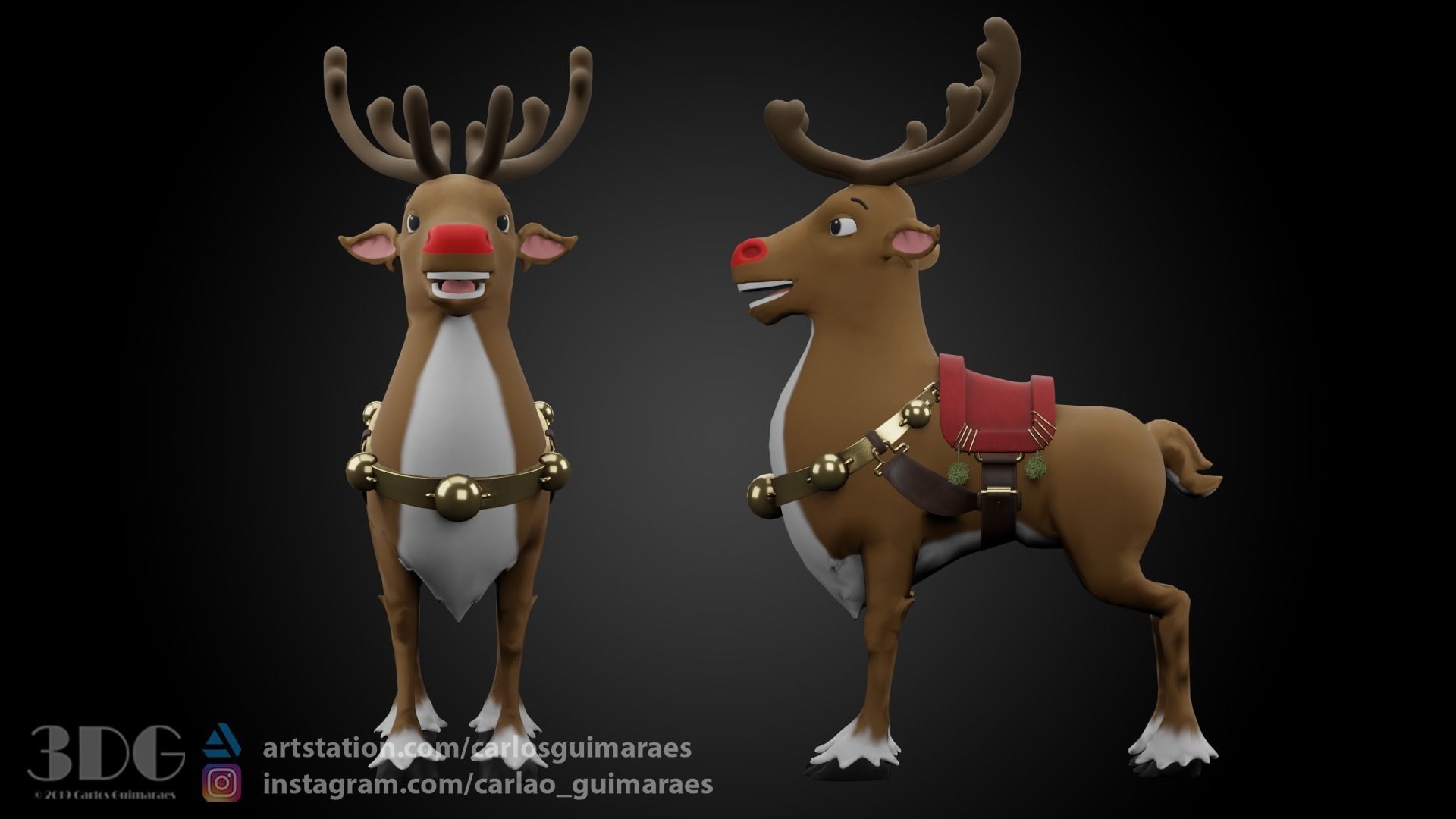 Rudolph Reindeer Cartoon Low-poly 3D model_5