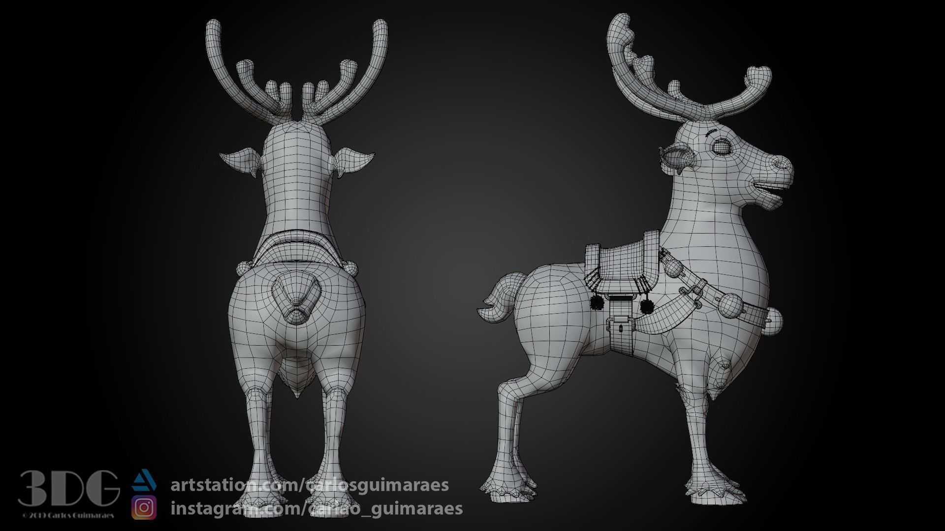 Rudolph Reindeer Cartoon Low-poly 3D model_10