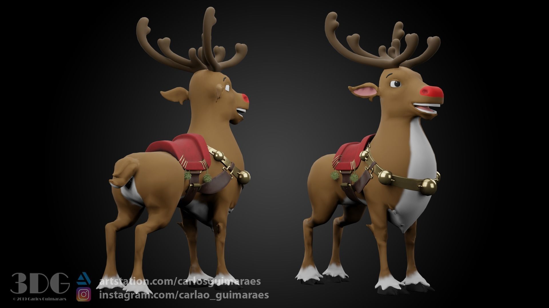 Rudolph Reindeer Cartoon Low-poly 3D model_11