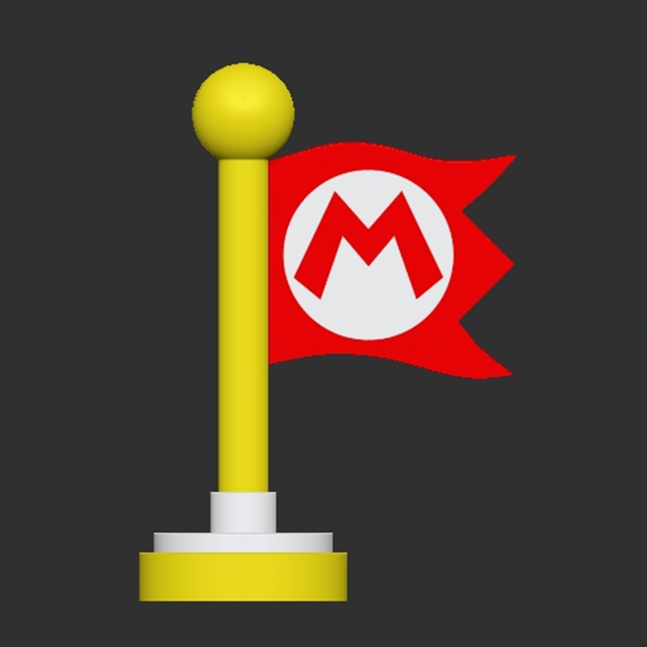 Checkpoint Flag Mario 3D print model_3