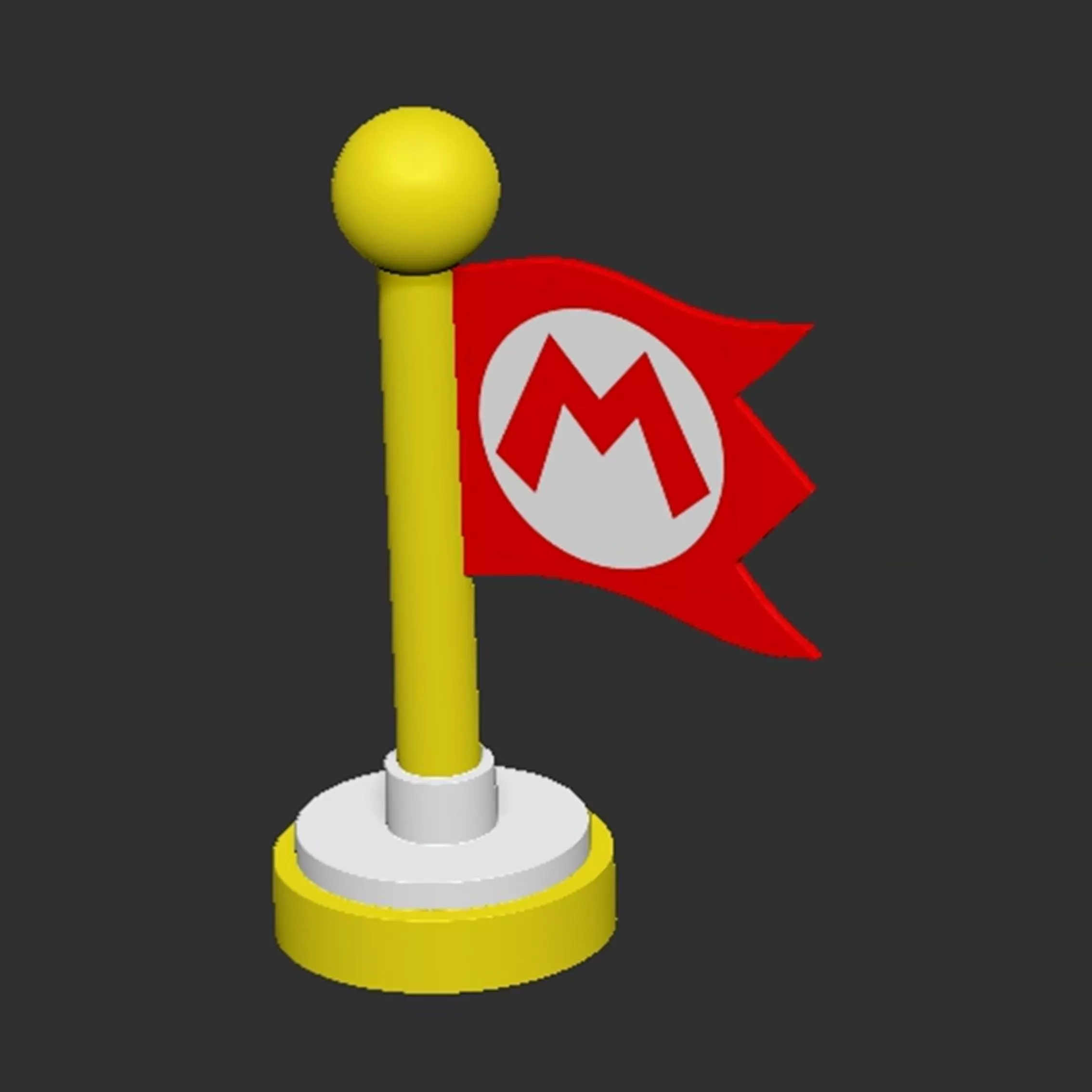 Checkpoint Flag Mario 3D print model_0