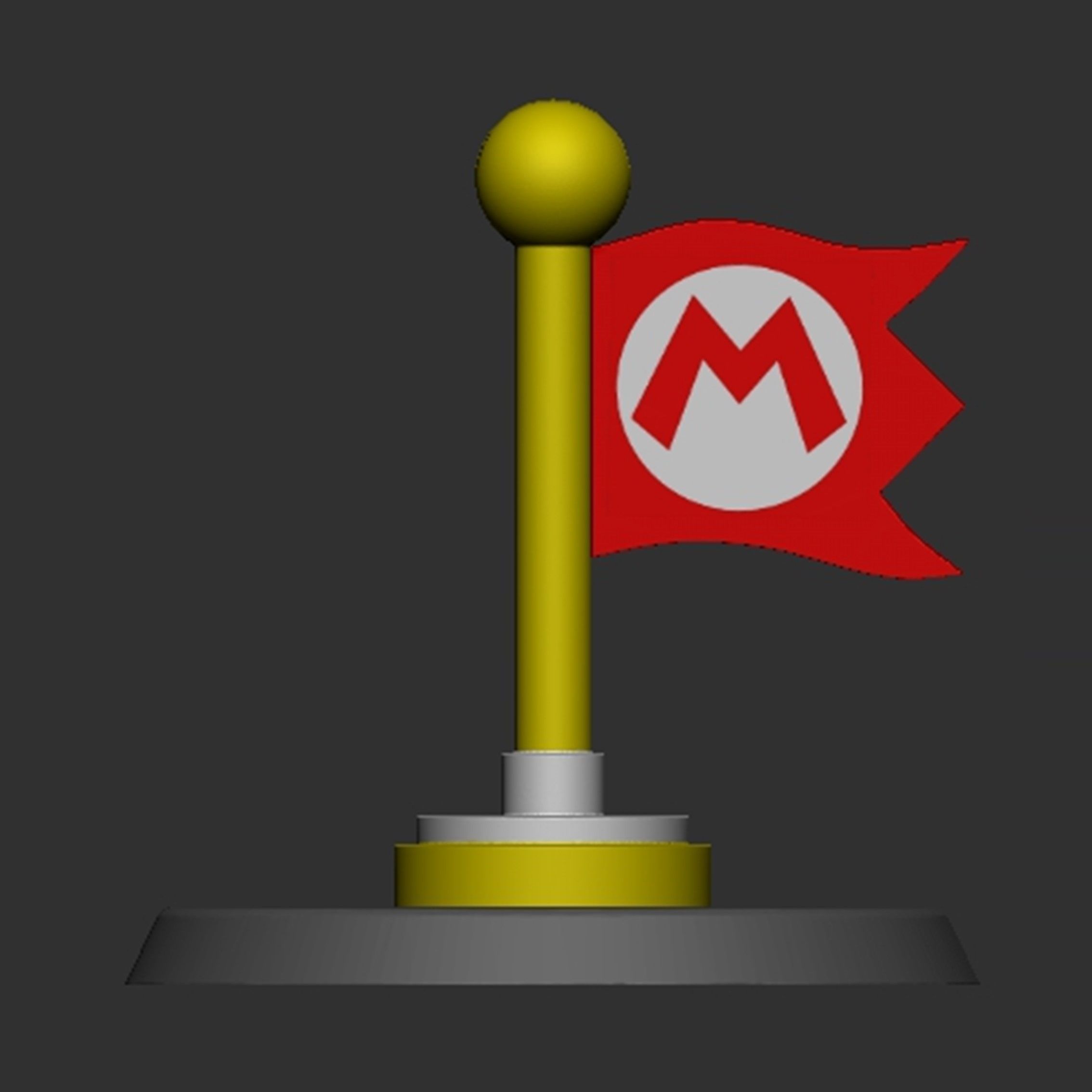 Checkpoint Flag Mario Based 3D print model_3