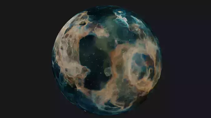 HDRI Panoramic Sky - VR 360 starfield - crystal blue nebula 016 Low-poly 3D model