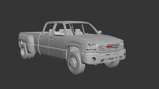GMC Sierra Crew Cab 3500 Dually 2003 3D print model 7