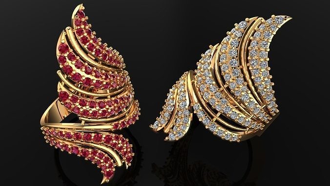 Women Ring 35 stylish long finger ring band for women 3D print model