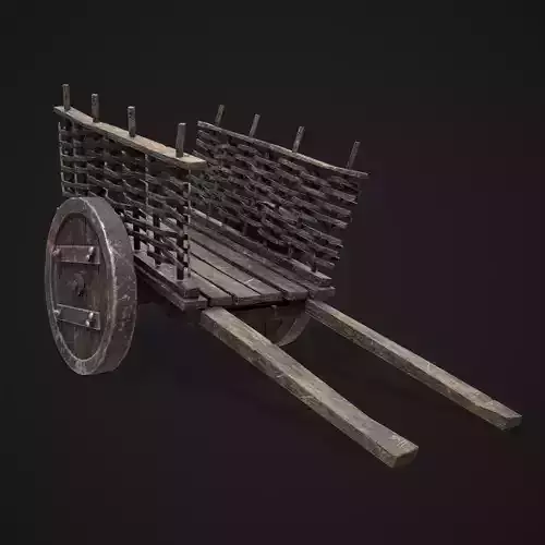 Wooden Cart Planked Low-poly 3D model