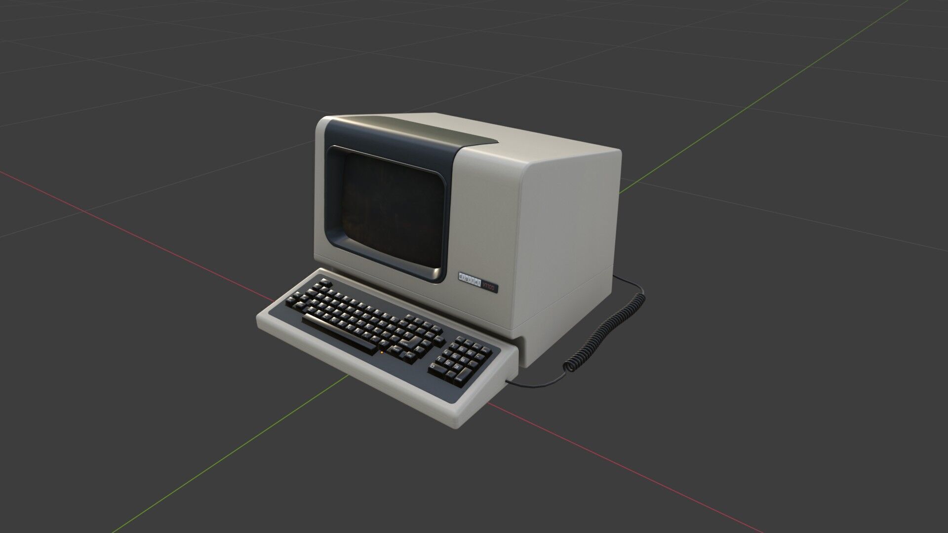 DEC VT100 Video Terminal Low-poly 3D model_5