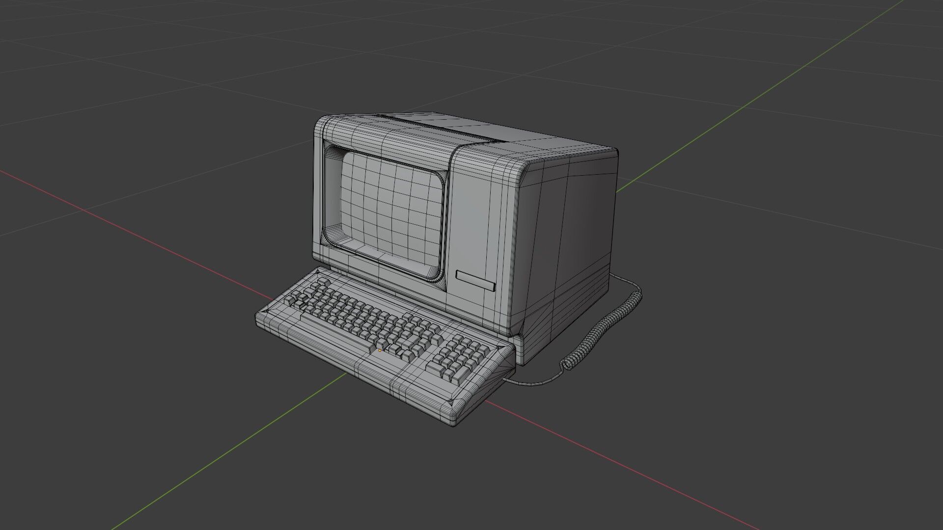 DEC VT100 Video Terminal Low-poly 3D model_7