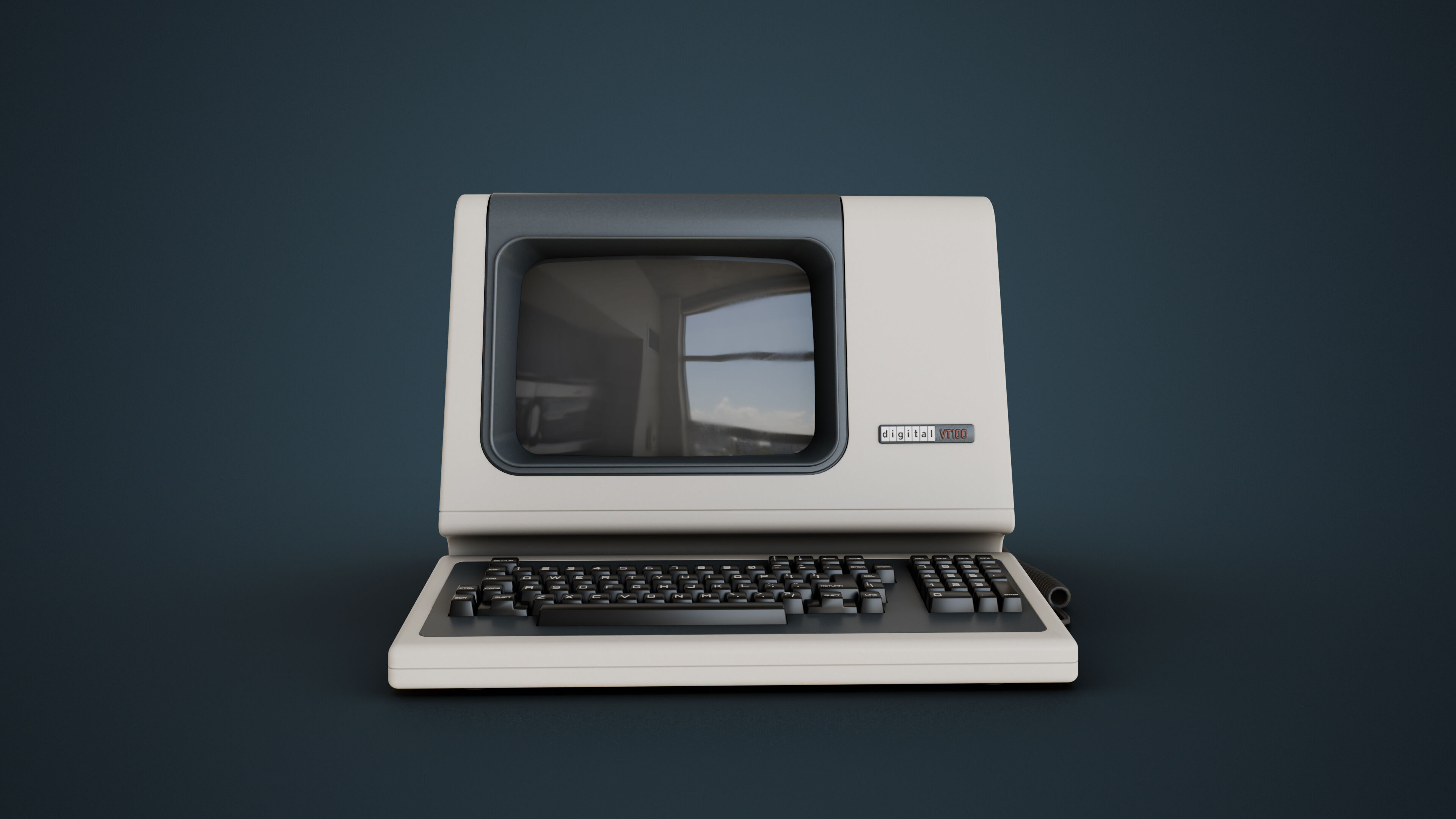 DEC VT100 Video Terminal Low-poly 3D model_3