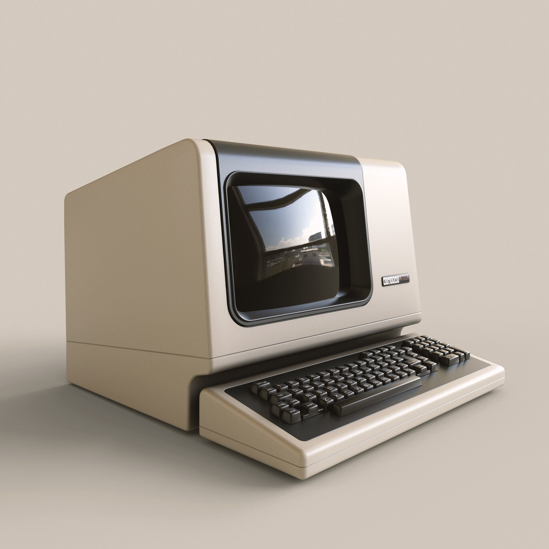 DEC VT100 Video Terminal Low-poly 3D model_10