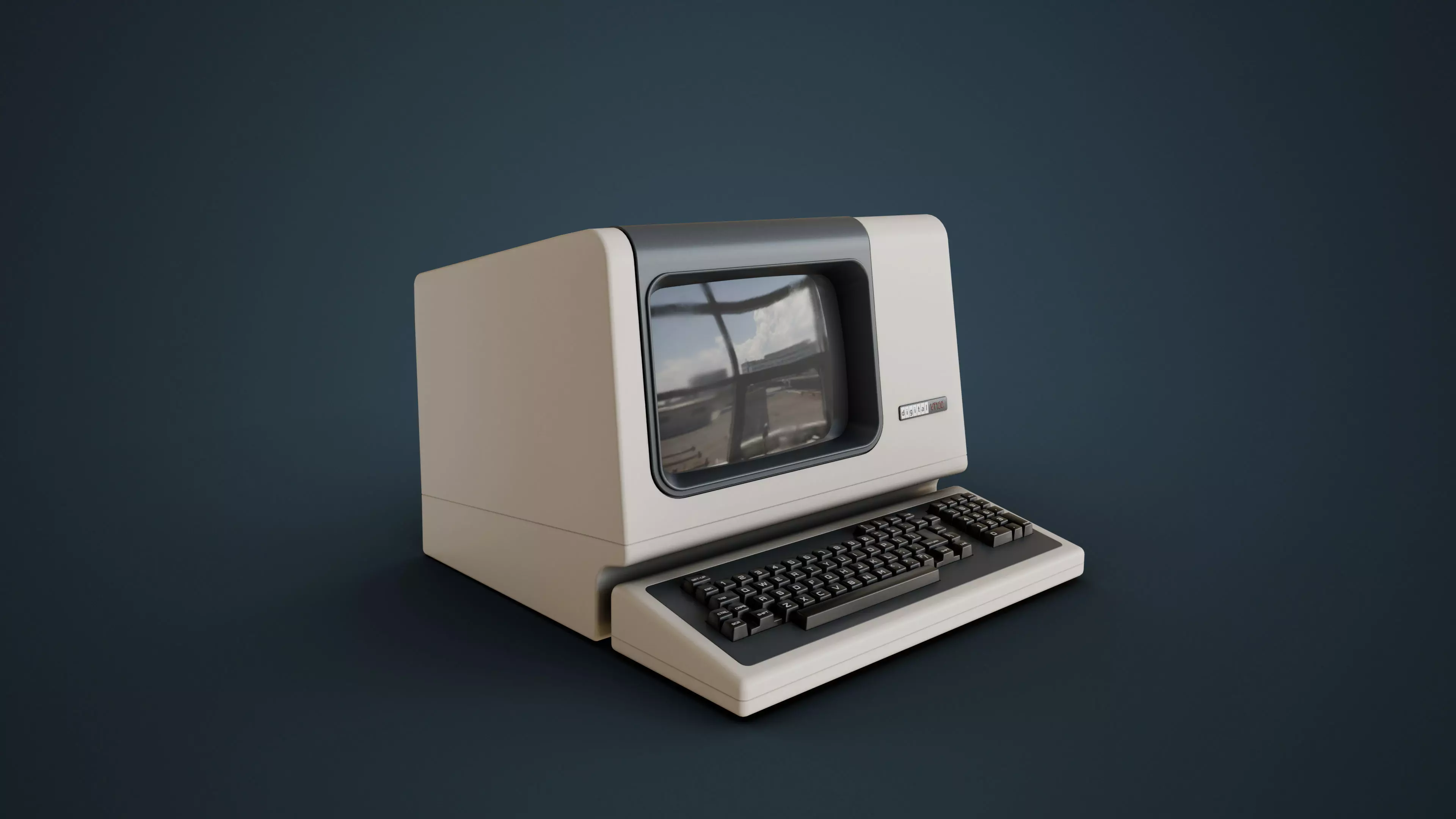 DEC VT100 Video Terminal Low-poly 3D model_0
