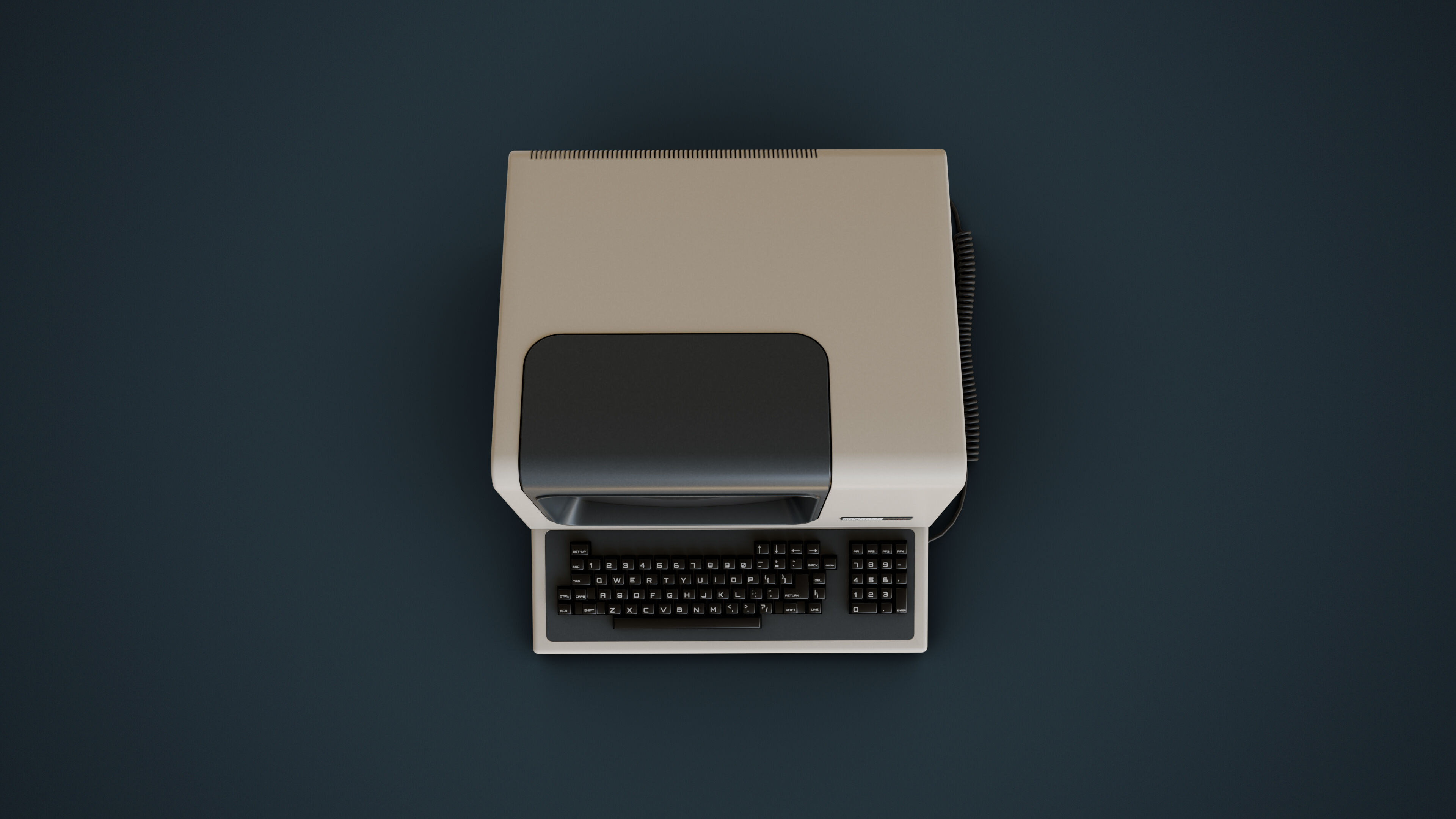 DEC VT100 Video Terminal Low-poly 3D model_2