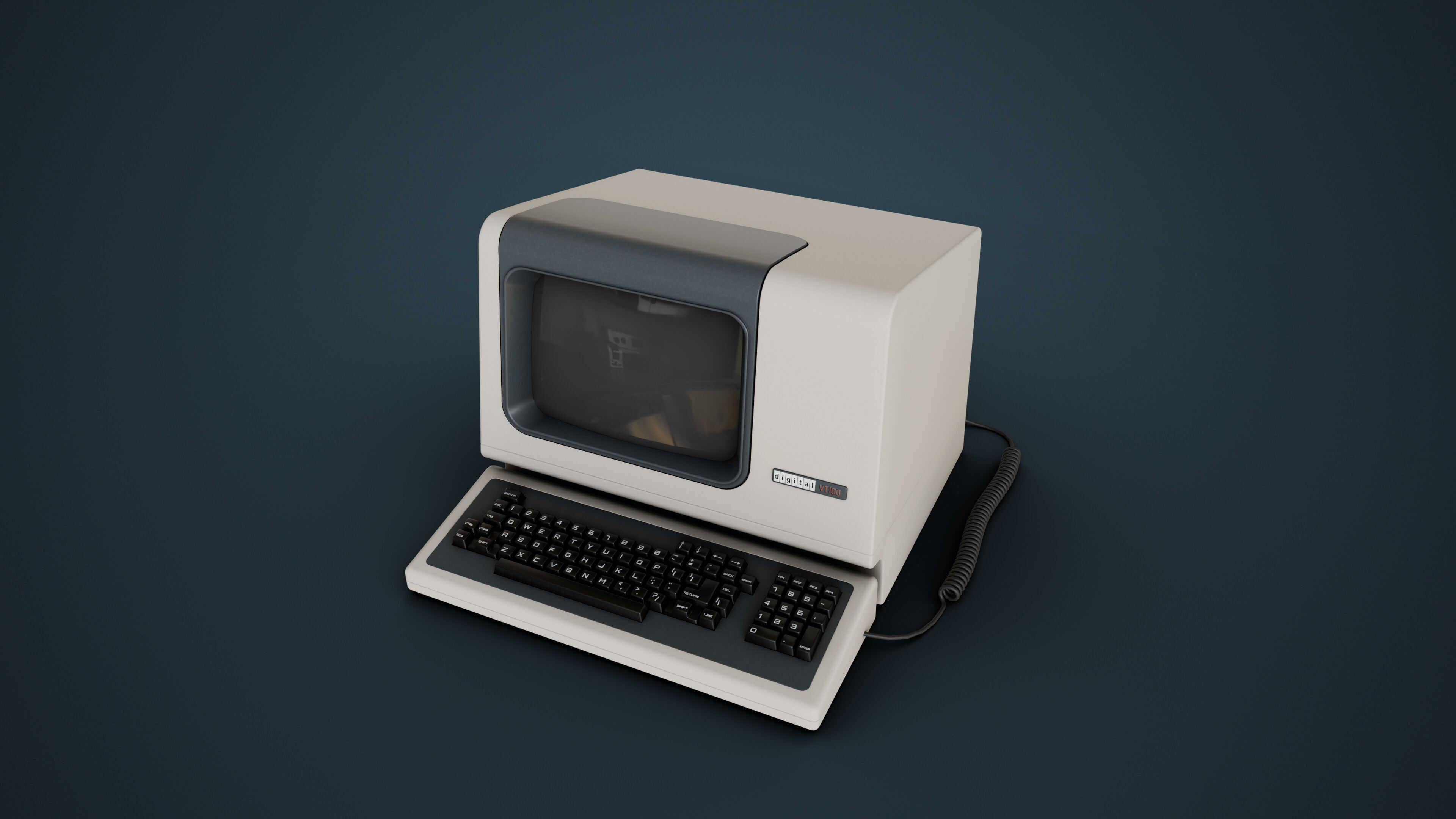 DEC VT100 Video Terminal Low-poly 3D model_1