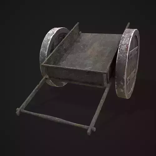 Wooden Cart Metal Wheeled  Low-poly 3D model